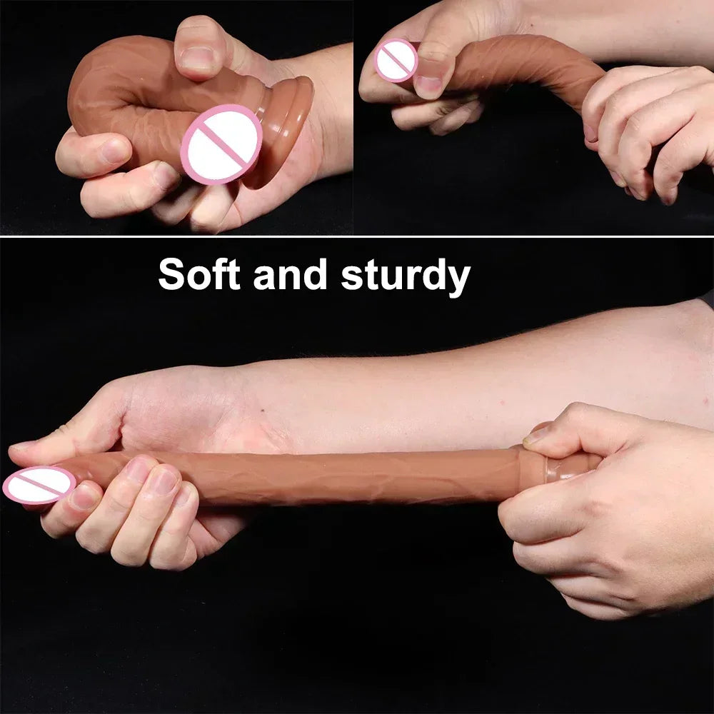 Soft Double Layer Silicone Big Dildo Realistic Fake Long Dick Penis Butt Plug Adult Sex Toys For Woman Men Vagina Anal Massager