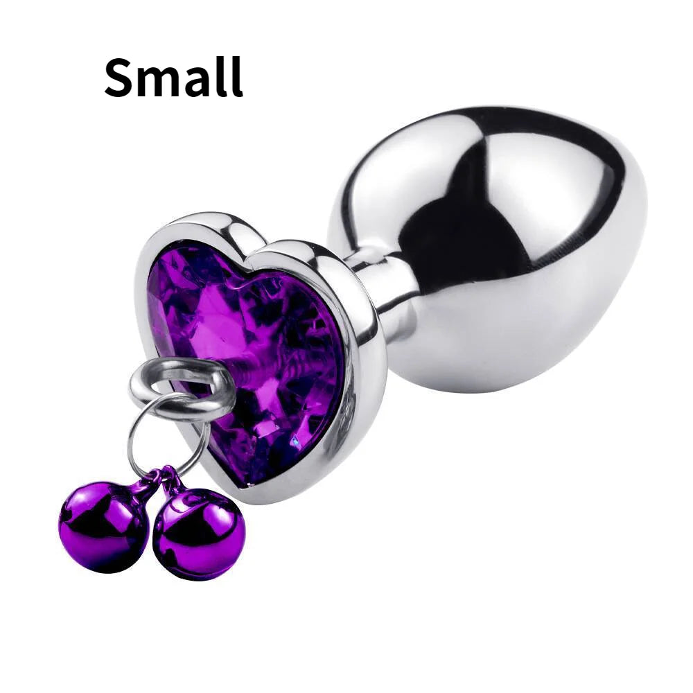 Metal Bells Anal Plug Anal Dilatation Stainless Steel Heart Shape Butt Plug Prostatic Stimulation Couple Sex Toys for Woman Man