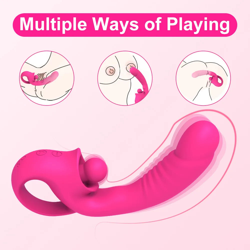 Dildo Vibrator For Women Tongue Vibro Licking Machine Clitoris Stimulator G-Spot Wand Female Clit Sucker Masturbator Sex Toys