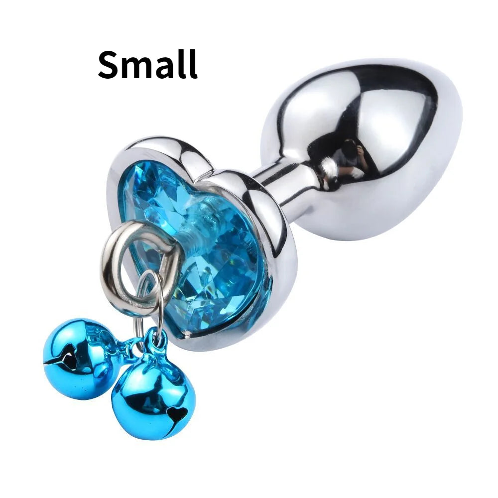 Metal Bells Anal Plug Anal Dilatation Stainless Steel Heart Shape Butt Plug Prostatic Stimulation Couple Sex Toys for Woman Man