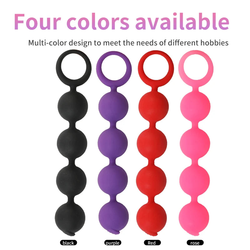 Silicone 4 Balls Anal Beads With Pull Ring Anal Plug Prostate Massage G-spot Stimulate Butt Plug Couples Sex Toys For Women Men