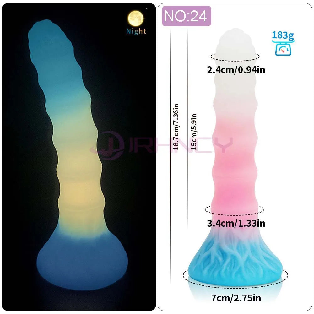 2024 Luminous Anal Plug Animals Dildos For Women Men Butt Plug With Suction Cup Silicone Anal Plug Beautiful Anal Sex Toys