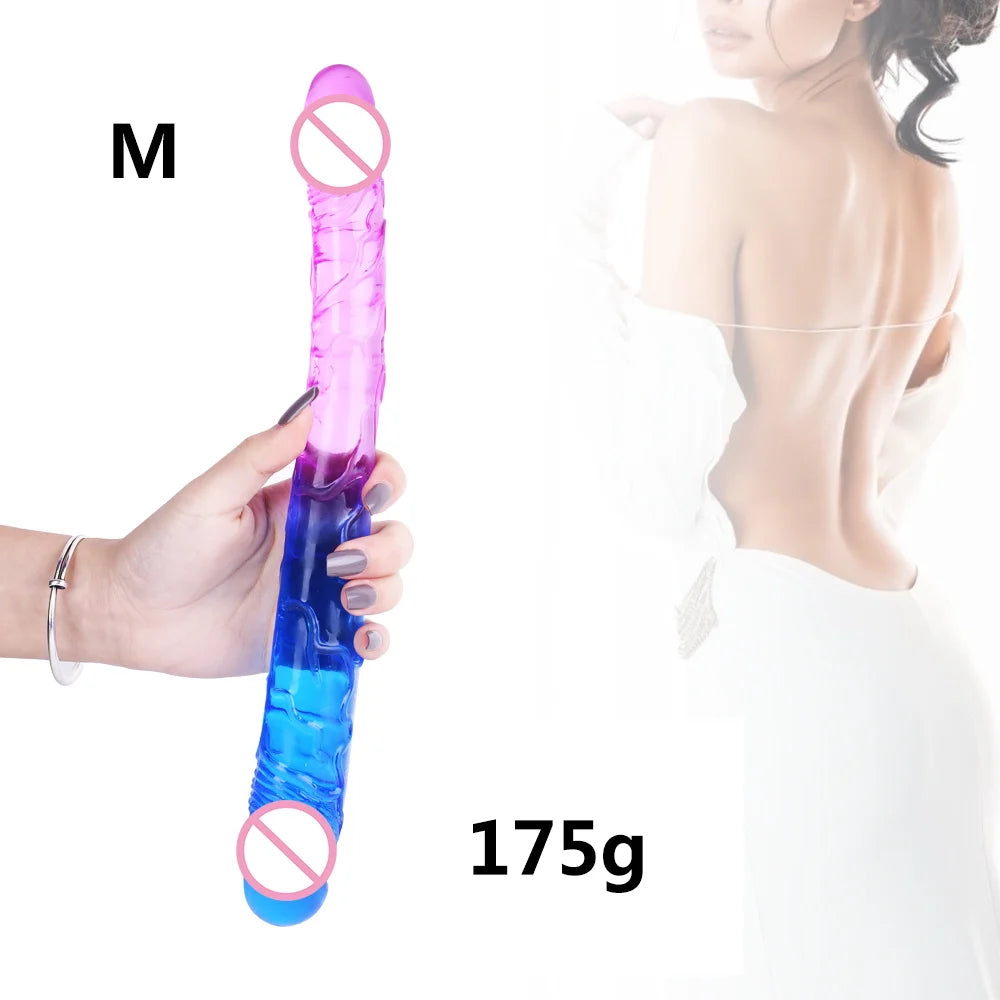 Double Ended Realistic Dildo Flexible Dildos Long Dong for Double Sided Anal Play G-spot Stimulator Sex Toys for Women Couple