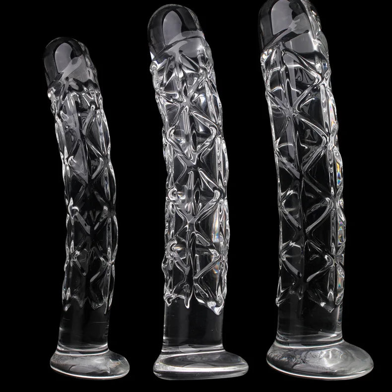 3 size Crystal Big Glass Dildo Realistic Penis Artificial Anal Dildo G-spot Stimulate Female Masturbates Glass Dildos for Women