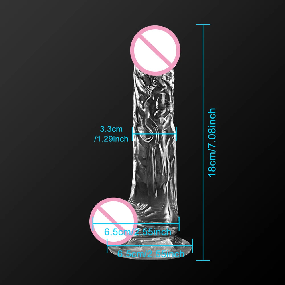 4 Sizes Transparent Dildo Realistic Soft Jelly Dildo Fake Dick Penis Sucker Anal Butt Plug for Woman Men Vagina Anal Sex Toys