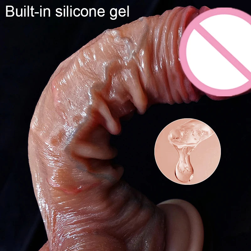 Big Realistic Sliding Foreskin Testicle Dildo Adult Sex Toy for Women Soft Silicone Vaginal Masturbators Penis Suction Cup Dick