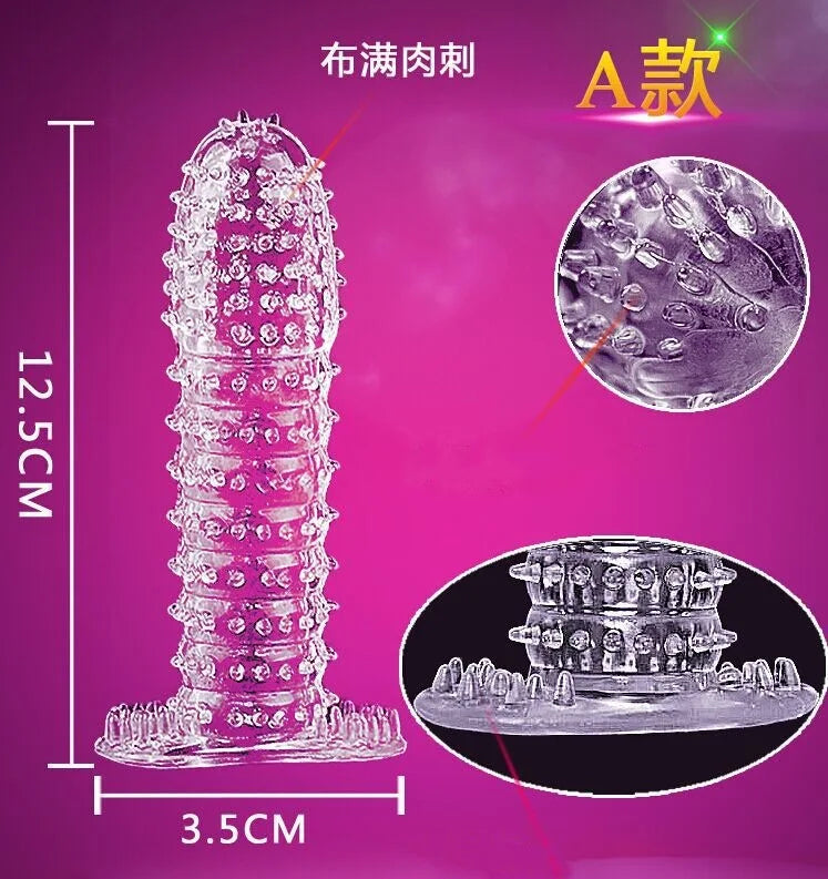 5Pcs Reusable Condoms Male Penis Extension Sleeves Sperm Lock Cock Ring Dildo Cover Adult Sex Toys For Men Delay Ejaculation