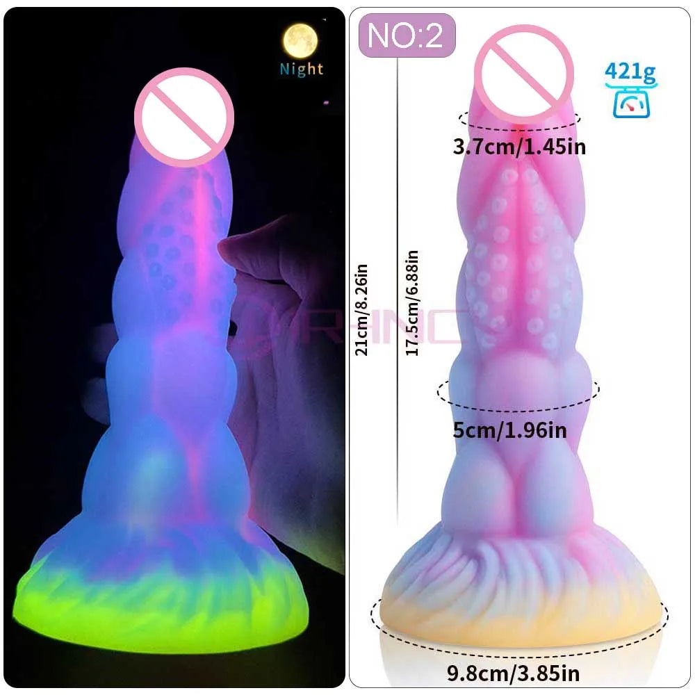 2024 Luminous Anal Plug Animals Dildos For Women Men Butt Plug With Suction Cup Silicone Anal Plug Beautiful Anal Sex Toys