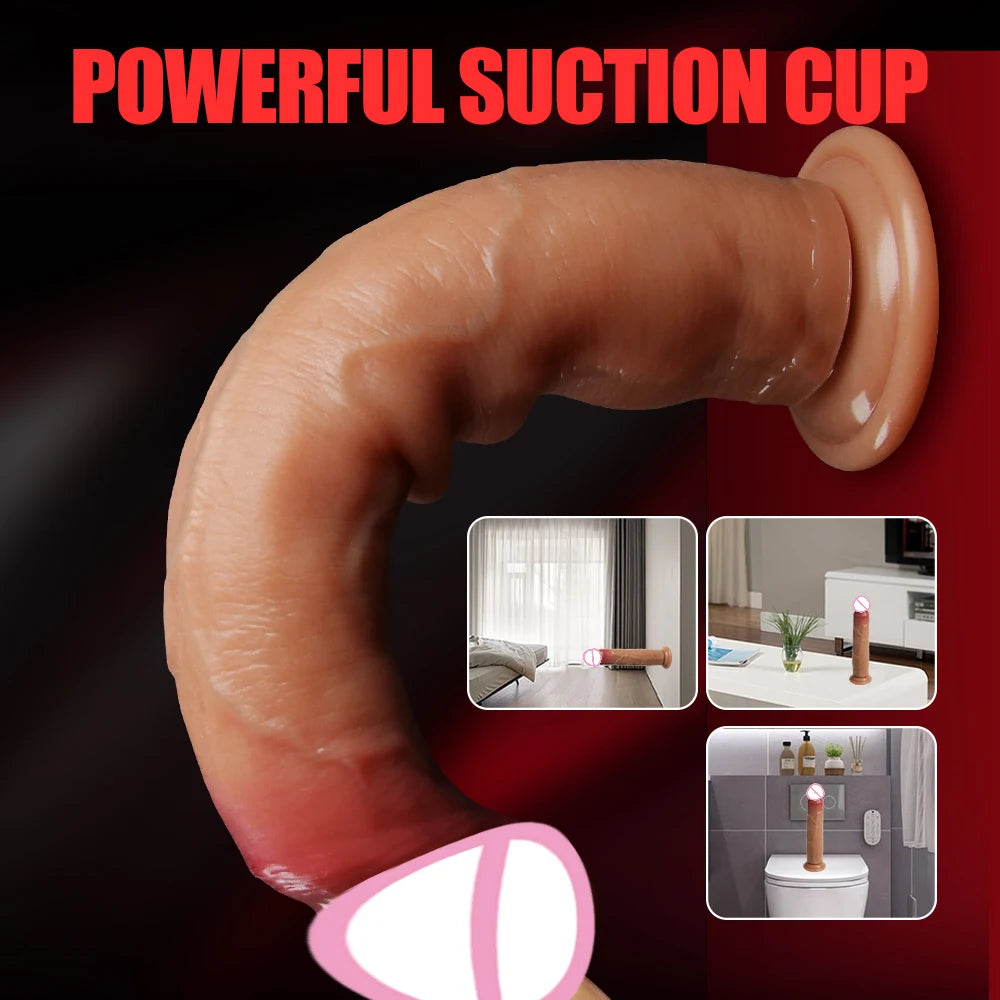 Realistic Sliding Dildo Skin Venis G Spot Stimulate Orgasm Masturbators Soft Penis Big Dick Suction Cup Anal Sex Toys For Women