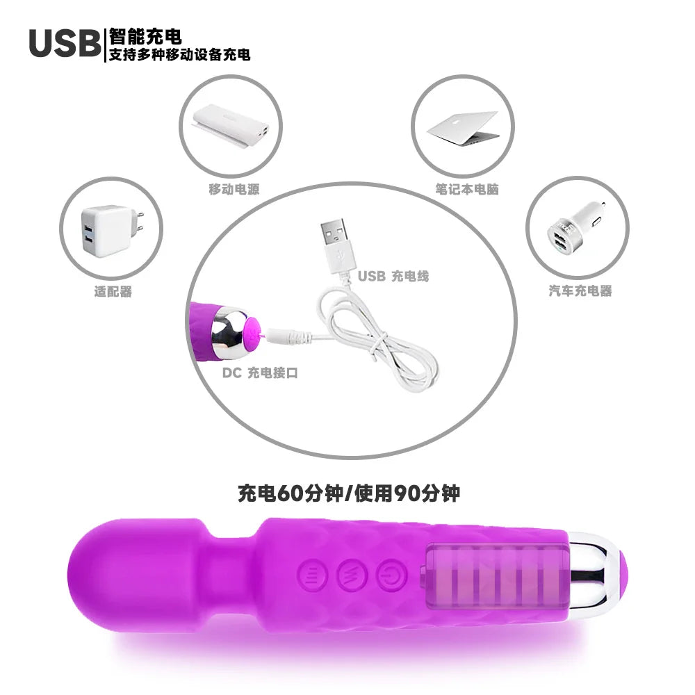 USB charge wand toys for girls vibrator for women dildo pussy vagina mastubator sex toys 18 avMassage stick adult toys supplies